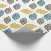 Gelbe grünbraune Blätter Geschenkpapier (Ecke)