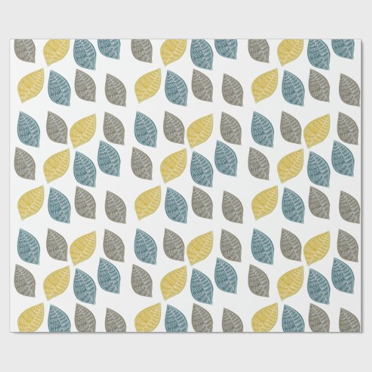 Gelbe grünbraune Blätter Geschenkpapier (Flach)