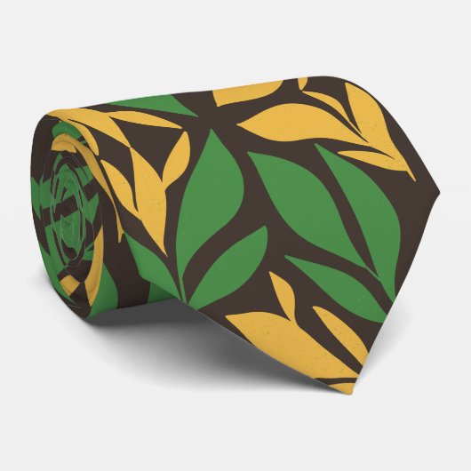Gelbe grüne Blätter Krawatte (Gerollt)