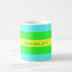 Gelbe, grüne, blaue breite Streifen von Shirley Ta Kaffeetasse