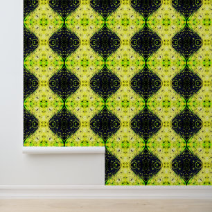 Gelbe grüne Blume Muster Ornamente Tapete