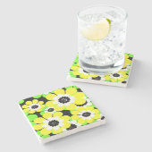 Gelbe grüne Blume Steinuntersetzer (Seitenansicht)