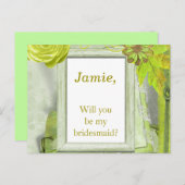 Gelbe grüne Blumenüberdacht Einladung (Vorne/Hinten)