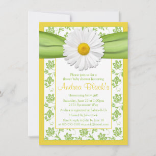 Gelbe grüne Daisy Blumendusche Einladung