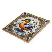 Gelbe grüne Ente Europäische Volkskunst Fliese (Seite)