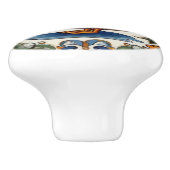 Gelbe grüne Ente Europäische Volkskunst Keramikknauf (Seitenansicht)