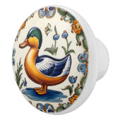 Gelbe grüne Ente Europäische Volkskunst Keramikknauf (Rechts)