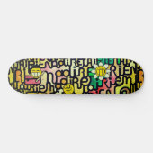Gelbe grüne Fun Emoji Sarcastic Malerei Skateboard (Horizontal)