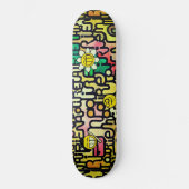 Gelbe grüne Fun Emoji Sarcastic Malerei Skateboard (Vorderseite)