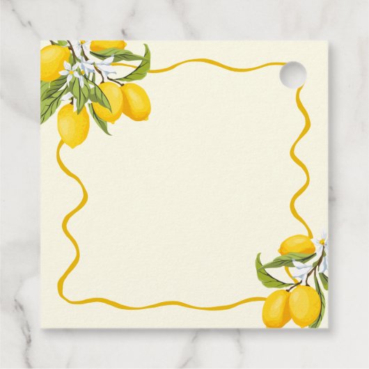 Gelbe grüne Hauptpresse Brautparty Lemon Geschenkanhänger (Rückseite)