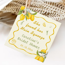 Gelbe grüne Hauptpresse Brautparty Lemon Geschenkanhänger