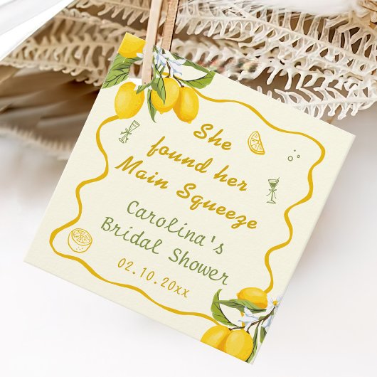Gelbe grüne Hauptpresse Brautparty Lemon Geschenkanhänger