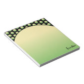 Gelbe grüne Kreise schwarzer Hintergrundname Notizblock (angewinkelt)