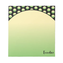 Gelbe grüne Kreise schwarzer Hintergrundname Notizblock