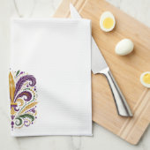 Gelbe, grüne lila Lilie Federn Geschirrtuch (Viertel Falte)