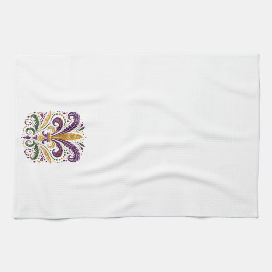 Gelbe, grüne lila Lilie Federn Geschirrtuch (Horizontal)