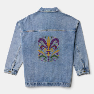 Gelbe, grüne lila Lilie Federn Jeansjacke