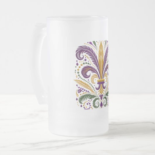 Gelbe, grüne lila Lilie Federn Mattglas Bierglas (Vorderseite Links)