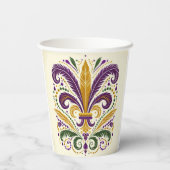 Gelbe, grüne lila Lilie Federn Pappbecher (Rückseite)