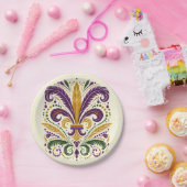 Gelbe, grüne lila Lilie Federn Pappteller (Party)