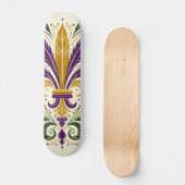 Gelbe, grüne lila Lilie Federn Skateboard (Vorderseite)