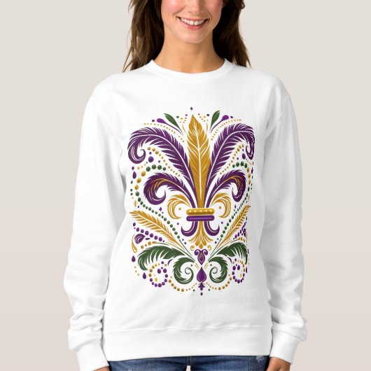 Gelbe, grüne lila Lilie Federn Sweatshirt (Vorderseite)