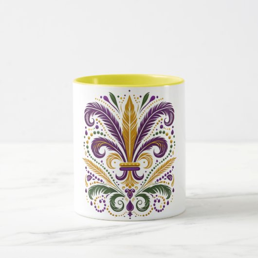 Gelbe, grüne lila Lilie Federn Tasse (Zentrum)