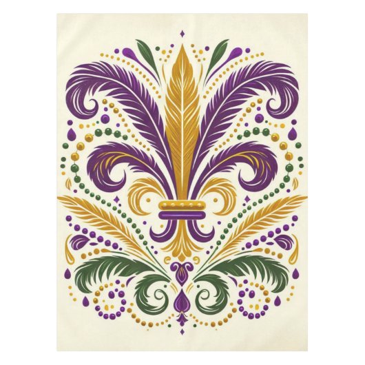 Gelbe, grüne lila Lilie Federn Tischdecke (Vorderseite)