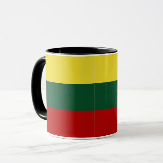 Gelbe grüne, litauische Flagge Tasse (Vorderseite Links)
