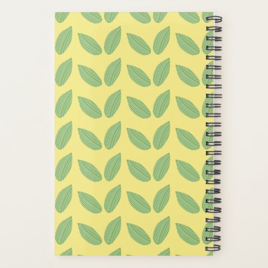 Gelbe Grüne Monogram Blätter Planer (Rückseite)