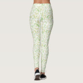 Gelbe Grüne Natur Fern Leaf Muster auf Weiß Leggings (Rückseite)