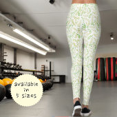 Gelbe Grüne Natur Fern Leaf Muster auf Weiß Leggings