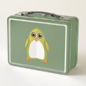 Gelbe grüne Pinguine Metall Brotdose (Rückseite)
