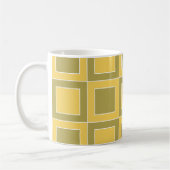 Gelbe grüne Quadrate Geometrisches Muster Kaffeetasse (Links)