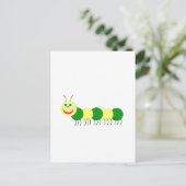 Gelbe grüne Raupe Postkarte (Stehend Vorderseite)
