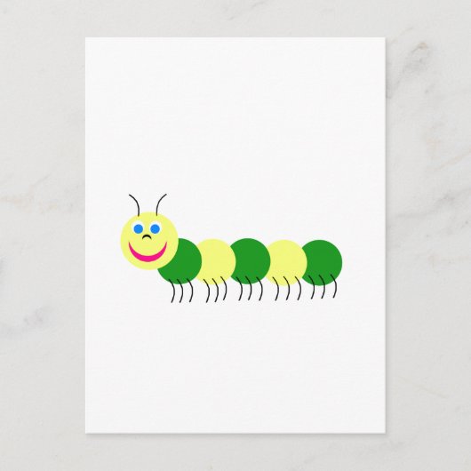 Gelbe grüne Raupe Postkarte (Vorderseite)