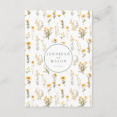Gelbe grüne rustikale Wildblume Hochzeitskarte Begleitkarte (Rückseite)