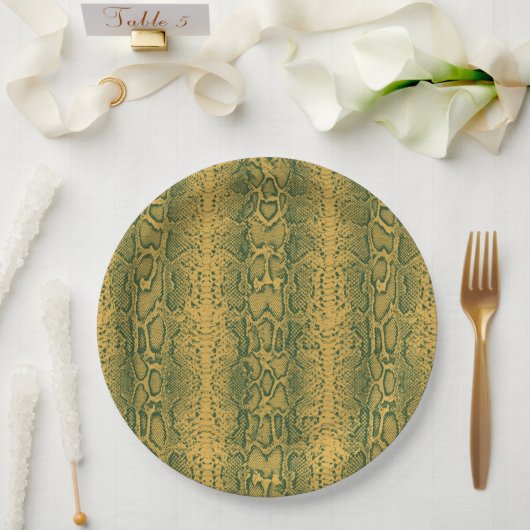 Gelbe grüne Schlange Hautfarbe Pappteller (Hochzeit)