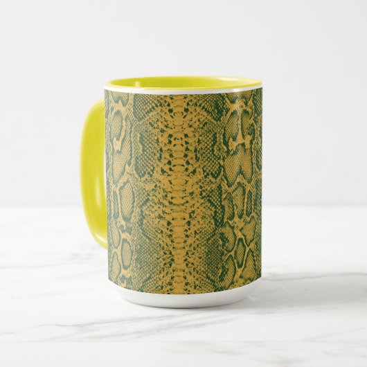 Gelbe grüne Schlange Hautfarbe Tasse (Vorderseite Links)