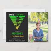 Gelbe grüne Skateboards Geburtstagseinladungen fot Einladung (Vorderseite)