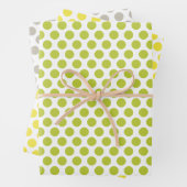 Gelbe, grüne und graue Polka-Punkte Geschenkpapier Set (Beispiel)