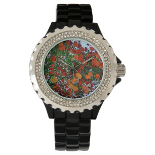 Gelbe, grüne und orangefarbene Blätter Armbanduhr