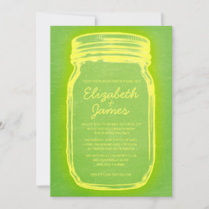 Gelbe grüne Vintage Mason Jar Hochzeit Einladungen