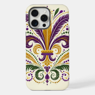 Gelbe, grüne, violette Fleur-de-lis-Federn iPhone 15 Pro Max Hülle