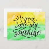Gelbe grüne Wasserfarbe Du bist mein Sonnenschein Postkarte (Vorne/Hinten)
