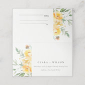 Gelbe grüne Wasserfarbe Rose Blume Hochzeit Platzkarte (Außenseite Aufgefaltet)