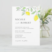 Gelbe grüne Wasserfarben-Zitronen und Blätter Hoch Einladung (Stehend Vorderseite)