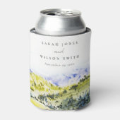 Gelbe grüne Wasserfarbenwelt Hügel Hochzeiten Dosenkühler (Kanne Vorderseite)