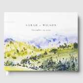 Gelbe grüne Wasserfarbenwelt Hügel Hochzeiten Gästebuch (Vorderseite)