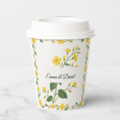 Gelbe grüne Wildblumen Pappbecher (Rückseite)